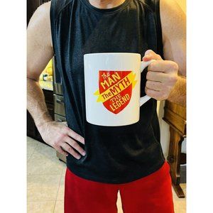 HALLMARK-2 QT HUGE COFFEE/TEA/BEER MUG-THE MAN THE MYTH, THE LEGEND